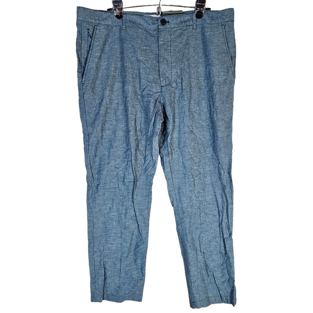 Goodfellow Vacay Trouser Linen Blend Pants Men's 38x30 Summer Wedding Guest Blue